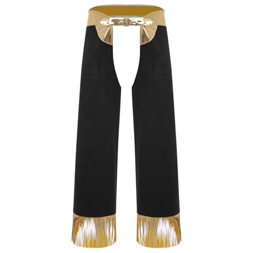 Rswnyirn Herren Western Cowboy Kostüm Cowboyhose Chaps Pants mit Verstellbaren Taillen Fasching Karneval Rollenspiel Kostüm Gold M Rswnyirn Herren Western Cowboy Kostüm Cowboyhose Chaps Pants mit Verstellbaren Taillen Fasching Karneval Rollenspiel Kostüm Gold M von Rswnyirn