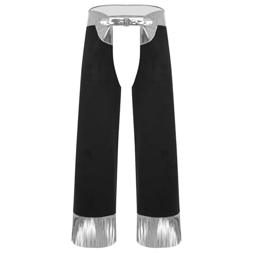 Rswnyirn Herren Western Cowboy Kostüm Cowboyhose Chaps Pants mit Verstellbaren Taillen Fasching Karneval Rollenspiel Kostüm Silber XXL Rswnyirn Herren Western Cowboy Kostüm Cowboyhose Chaps Pants mit Verstellbaren Taillen Fasching Karneval Rollenspiel Kostüm Silber XXL von Rswnyirn