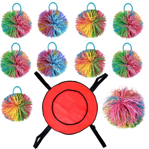 RtottiM 10 Stück Sensory Fidget Stringy Balls Wuschelball Bouncy Stress Balls Bunte Silikon Stringy Bälle Silikon Sensorik Bälle für Familienspiele, Freundesspiele von RtottiM