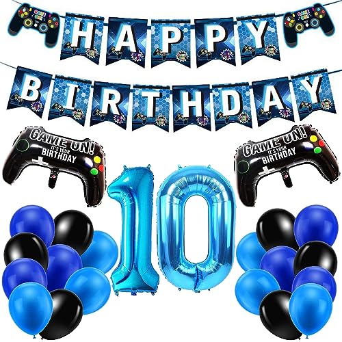 RtottiM Geburtstagsdeko Jungen 10 Jahre Gamer Deko Geburtstag Gamer Deko Geburtstag Happy Birthday Girlande Banner Deko Junge Videospiel Thema Party Zubehör von RtottiM