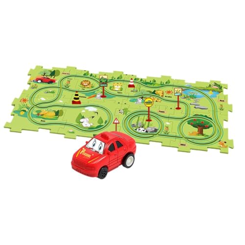 Kinder Pädagogische Puzzlebahn Auto Spielset, Puzzle Racer Kids Car Track Montage Set, Auto Elektro Rai Automatik von Rtyweth