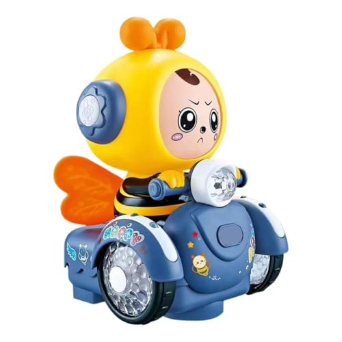 Rtyweth Cartoon Electric Honey Bee Vehicle Car Toy Change Face, Play Music, Dazzling Toddler Automatic Light, Baby Driving von Rtyweth