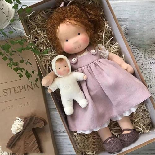 Rtyweth Waldorf Puppe Handgemachte Handgemachte Waldorf Puppe Vintage Häkelpuppe Mini Dress Up Puppen Waldorf Puppe Kit Handgemachte Accessoires Geburtstagsgeschenke Plüschfigur Spielzeug von Rtyweth