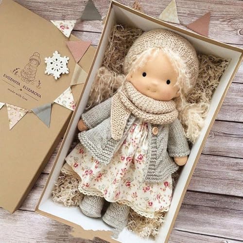 Rtyweth Waldorf Puppe Handgemachte Handgemachte Waldorf Puppe Vintage Häkelpuppe Mini Dress Up Puppen Waldorf Puppe Kit Handgemachte Accessoires Geburtstagsgeschenke Plüschfigur Spielzeug von Rtyweth