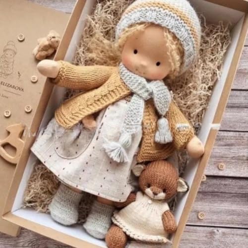 Rtyweth Waldorf Puppe Handgemachte Handgemachte Waldorf Puppe Vintage Häkelpuppe Mini Dress Up Puppen Waldorf Puppe Kit Handgemachte Accessoires Geburtstagsgeschenke Plüschfigur Spielzeug von Rtyweth