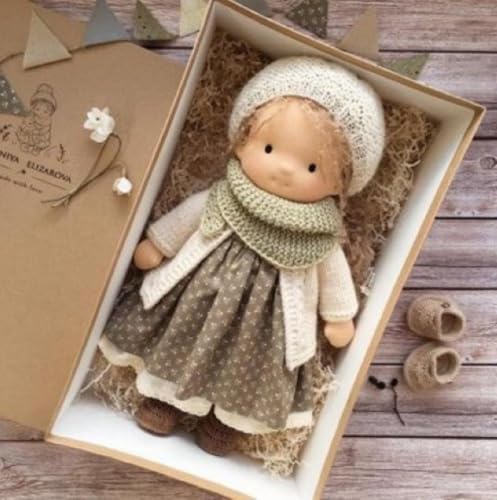 Rtyweth Waldorf Puppe Handgemachte Handgemachte Waldorf Puppe Vintage Häkelpuppe Mini Dress Up Puppen Waldorf Puppe Kit Handgemachte Accessoires Geburtstagsgeschenke Plüschfigur Spielzeug von Rtyweth