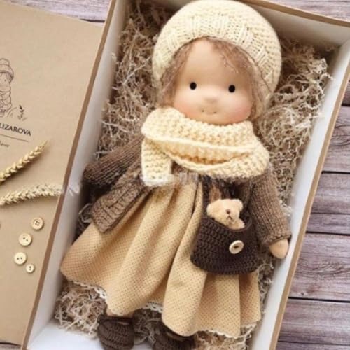 Rtyweth Waldorf Puppe Handgemachte Handgemachte Waldorf Puppe Vintage Häkelpuppe Mini Dress Up Puppen Waldorf Puppe Kit Handgemachte Accessoires Geburtstagsgeschenke Plüschfigur Spielzeug von Rtyweth