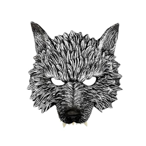 Rtyweth Wolfsmaske Halloween Gesichtsmaske Wolf Kopf Maske Gruselige 3D Tiere Gesichtsmaske Halloween Spukhaus Kostüm Cosplay Requisiten Zubehör von Rtyweth