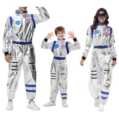 RuFengz astronauten kostüm damen s, Astronauten Kostüm Herren Dame Kinder - Astronaut Weltraum Raumfahrer Kostüm Cosplay Faschingskostüme Space Jumpsuit Silber Weltall Kostüm Faschingskostüme Overall von RuFengz