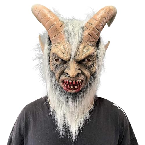 RuFengz krampus kostüm damen, Krampus Maske Erwachsene - Gruseliger Teufel Lucifer Maske Terrifier Halloween Maske Horror Krampusmaske Krampus Kostüm Party Requisiten für Karneval Cosplay von RuFengz