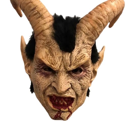 RuFengz krampus kostüm erwachsene, Krampus Maske Erwachsene - Gruseliger Teufel Lucifer Maske Terrifier Halloween Maske Horror Krampusmaske Krampus Kostüm Party Requisiten für Karneval Cosplay von RuFengz