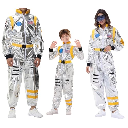 astronaut kostüm herren 3xl, Astronauten Kostüm Herren Dame Kinder - Astronaut Weltraum Raumfahrer Kostüm Cosplay Faschingskostüme Space Jumpsuit Silber Weltall Kostüm Faschingskostüme Overall von RuFengz