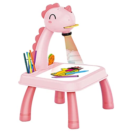 Ruaen Zeichen Projektor Tisch für Kinder Zeichen Projektor Spielzeug mit Licht und Musik Kinder Projektion Set Geschenk Rosa von Ruaen