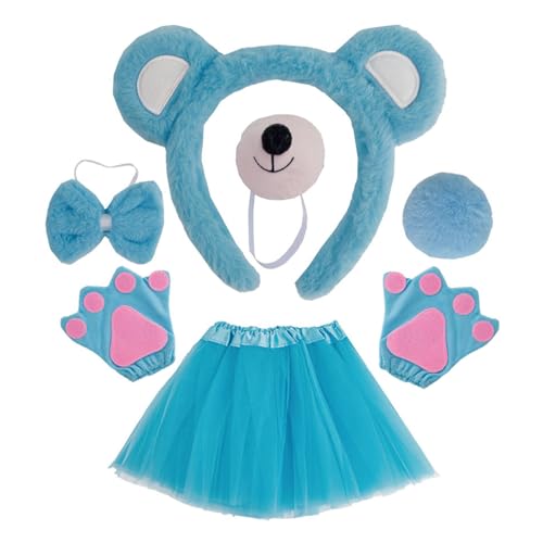 Ruarby Bärenkostüm-Set, Ohren, Schwanz, Fliege, Nase, Tutu, Handschuh, Tier-Kostüm, Zubehör für Kinder, Halloween, Cosplays, Requisiten, Tier-Cosplays Ruarby Bärenkostüm-Set, Ohren, Schwanz, Fliege, Nase, Tutu, Handschuh, Tier-Kostüm, Zubehör für Kinder, Halloween, Cosplays, Requisiten, Tier-Cosplays von Ruarby