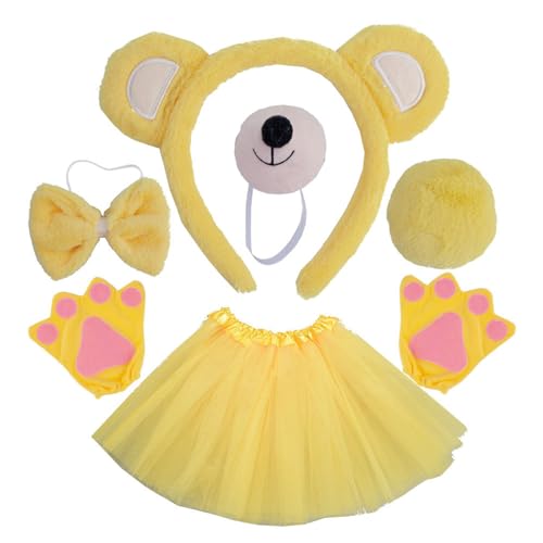 Ruarby Bärenkostüm-Set, Ohren, Schwanz, Fliege, Nase, Tutu, Handschuh, Tier-Kostüm, Zubehör für Kinder, Halloween, Cosplays, Requisiten, Tier-Cosplays Ruarby Bärenkostüm-Set, Ohren, Schwanz, Fliege, Nase, Tutu, Handschuh, Tier-Kostüm, Zubehör für Kinder, Halloween, Cosplays, Requisiten, Tier-Cosplays von Ruarby