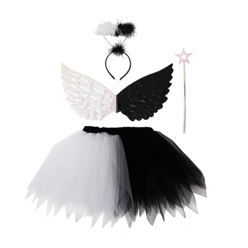 Ruarby Halos Stirnbänder Tutus Halloween Outfit Cosplays Kostüm Zubehör Gefiederte Heiligenschein und von Ruarby