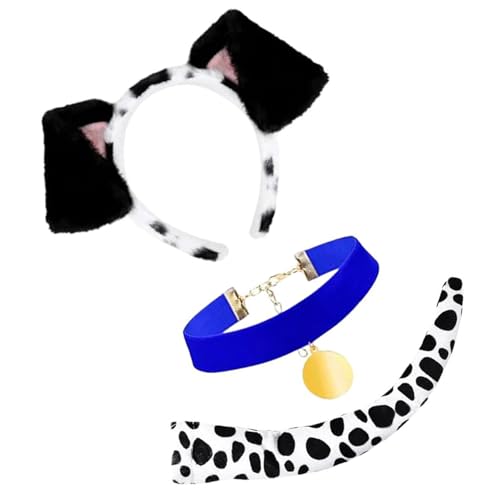 Ruarby Hundekostüm-Set mit Stirnband, Schwanz, Hundehalsband, Tierkostüm, Zubehör für Kinder, Erwachsene, Halloween, Cosplay, 3-teilig Ruarby Hundekostüm-Set mit Stirnband, Schwanz, Hundehalsband, Tierkostüm, Zubehör für Kinder, Erwachsene, Halloween, Cosplay, 3-teilig von Ruarby