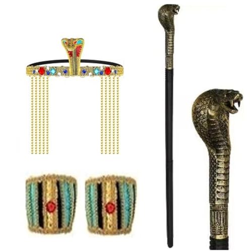 Ruarby Pharaoh-Hut, Cosplay, Kopfschmuck, Zepter, Kopfbedeckung für Mädchen, Halloween, Haarreifen, Cosplay, ägyptische Schlange von Ruarby