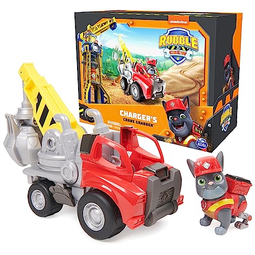 Rubble & Crew, Charger's Crane Grabber Spielzeug-LKW mit beweglichen Teilen und einer Sammel-Actionfigur, Kinderspielzeug ab 3 Jahren von Rubble & Crew