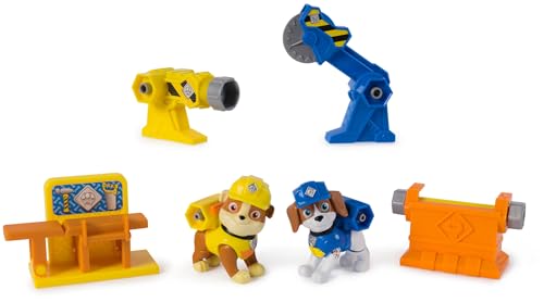 Rubble & Crew, Power Tool Pups, Spielzeugfiguren mit 2 Arbeiterwerkzeugen und 2 Bauzubehör, Spielzeug für Kinder und Mädchen, 3+ Jahre von Rubble & Crew