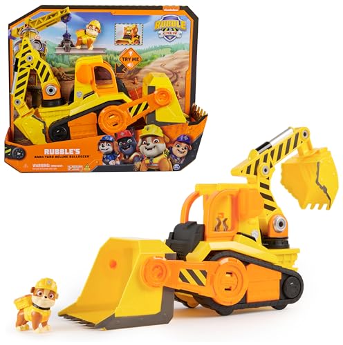 Rubble & Crew - Großes Planierraupen-Baufahrzeug mit Licht- und Geräuscheffekten (Deluxe Fahrzeug) und Rubble-Figur, Spielzeug für Kinder ab 3 Jahren von Rubble & Crew