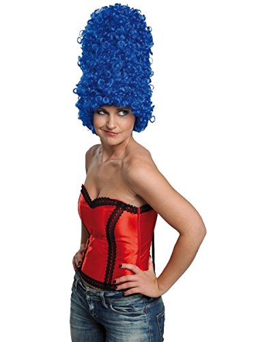 Blaue Perücke Margarethe blau Turmfrisur Lockenpracht Locken Marge Simpson von Rubie's