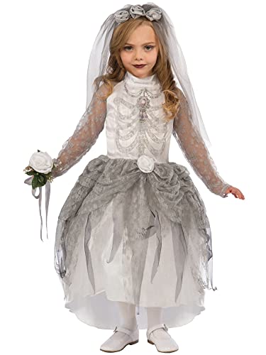 Bristol Novelty 75184 Skeleton Bride Skelettbraut, Größe S, White/Grey, S 3-5 Jahre von Rubie's