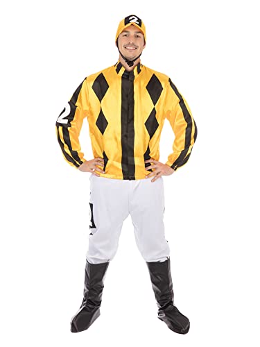 Bristol Novelty AF128STD Jockey, Men, White, Yellow, Black, Standard Chest 36"-42" von Rubie's