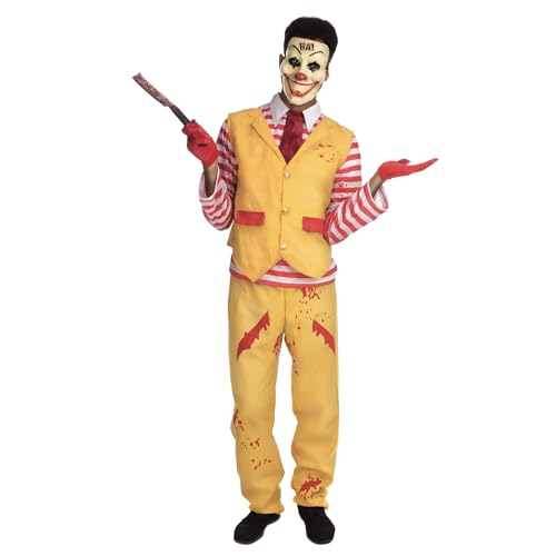 Bristol Novelty AF181STD Halloween-Kostüm-Set eleganter Clown, Herren, gelb Halloween von Rubie's