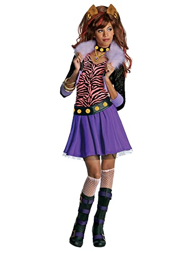 Generique - Monster High Clawdeen Wolf Werwolf Halloween Damenkostüm lila-pink-schwarz 92/104 (3-4 Jahre) von Rubie's