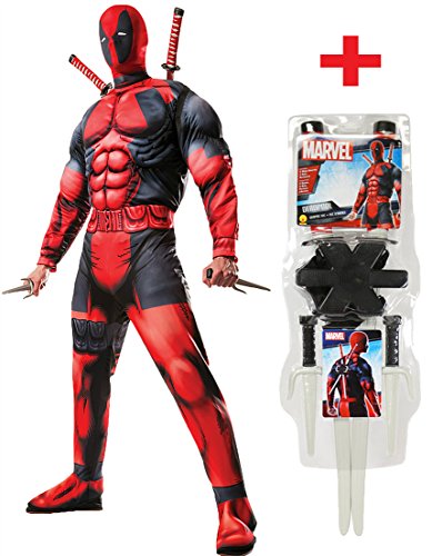 Herren Muskel Deadpool Kostüm Plus Gratis Offizielles Waffen-Kit alle Größen Herren Muskel Deadpool Kostüm Plus Gratis Offizielles Waffen-Kit alle Größen von Rubie's