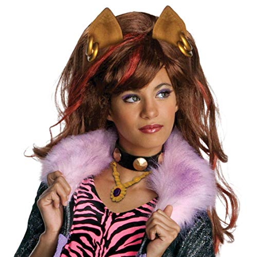 Monster High Clawdeen-Perücke Damenperücke braun-rot-Gold Einheitsgröße von Rubie's