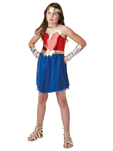 Rubie's 640815L DCs Gerechtigkeitsliga, Wonder-Woman-Kostüm für Kinder, Blau-rot Halloween von Rubie's