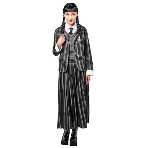 Rubies 1000159S000 Wednesday Kostüm Nevermore Academy Uniform für Damen, Addams Erwachsenenkostüm, Schwarz, Größe 38-40 Halloween von Rubie's