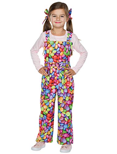 Rubie's 12300-128 Latzhose Candy Schokolinsen Kinder Größe: 128, Multi-Colored von Rubie's