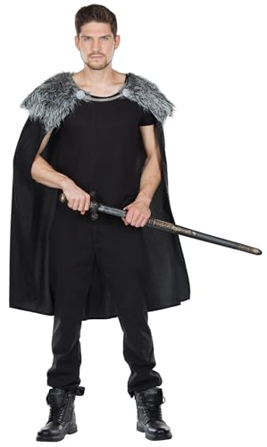 PartyXPeople Wolfskrieger Cape | Herren Verkleidung mittlealterlicher Krieger | Umhang Fell | Kostüm | Umhang nordischer Wolf Kämpfer schwarz 14319-STD von Rubie's