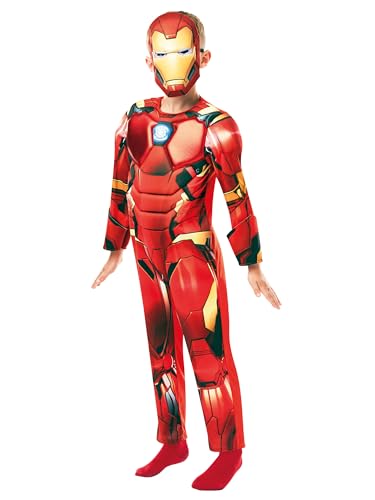 Rubie's 640830L Marvel Avengers Iron Man Deluxe Kinderkostüm, Jungen, 7-8 Jahre, Rot Halloween von Rubie's