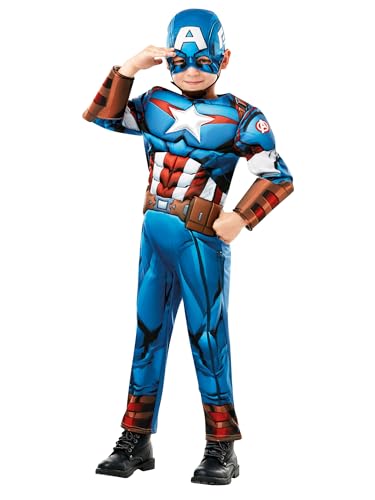 Rubie's 640833L Captain America Kostüm, boys, blau, Einheitsgröße Halloween von Rubie's