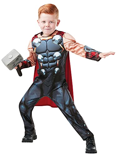 Rubie's 640836 M Marvel Avengers Thor Deluxe Kind Kostüm, Jungen, Medium, Rot Halloween von Rubie's