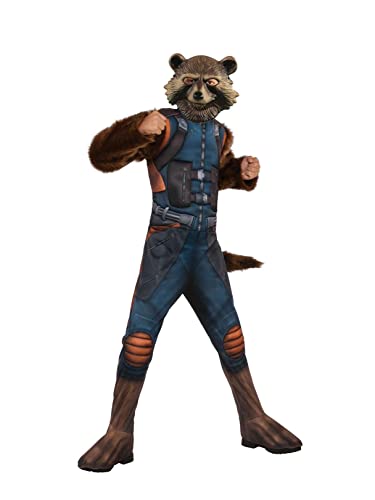 Rubie's offizielles Avengers Endgame Rocket Raccoon, Deluxe Kinderkostüm - Medium, Alter 5-7, Körpergröße 132 cm, Welttag des Buches Halloween von Rubie's