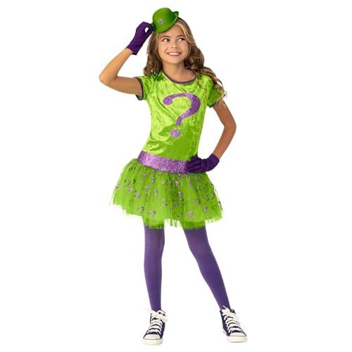 Rubie's 702873 DC Superschurke Riddler-Kostüm, Tutu-Kleid für Mädchen, wie abgebildet, Größe M Halloween von Rubie's