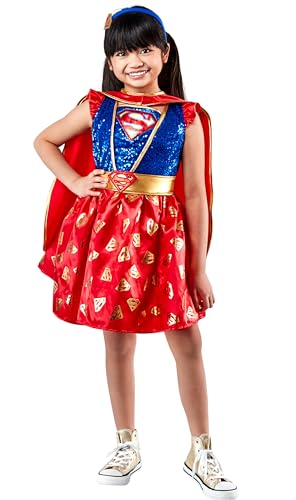 Rubie's Girl's DC Comics Supergirl Costume Dress with Cape and Headpiece, X-Small von Rubie's