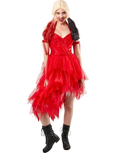 Rubie's Official Harley Quinn Rotes Damenkleid Halloween Suicide Squad 2 Bösewicht-Kostüm für Damen Halloween von Rubie's