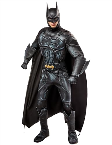 Rubie's Herren DC Comics Batman Forever Deluxe Batman Gepolsterter Kostüm Overall mit Umhang und Maske, X-Large von Rubie's