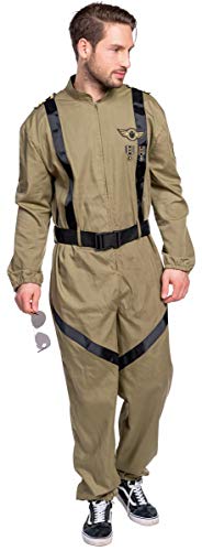 PartyXpeople Fallschirmspringer Kampfpilot Jet Pilot Flieger | Kostüm Herren | Anzug Fliegerkombi Verkleidung| Karneval Fasching oliv 14575-52 von Rubie's