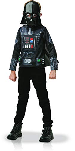 RUBIE'S I-300109 Star Wars Offizielles Darth Kostüm, Top und Maske, Einheitsgröße – I-300109k Vader, Jungen, Schwarz von Rubie's