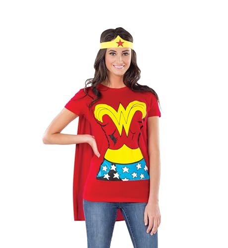 Rubie's 880475 Offizielles Wonder Woman T-Shirt-Set für Damen, Größe L Halloween von Rubie's