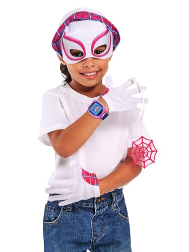 Rubie's - Marvel offizielles Kinder-Kostüm Ghost Spider – 4 Zubehörteile Spidey mit Uhr, Maske, Handschuhe und Mini-Spinnennetz – Einheitsgröße – für Karneval, Halloween, Geburtstag von Rubie's