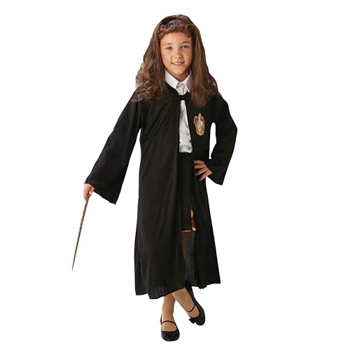 Rubie's Official Harry Potter Hermine Granger Gryffindor Kostüm-Set, mit Robe, Perücke und Zauberstab, Einheitsgröße, Alter ca. 4-8 Jahre, Schwarz Halloween von Rubie's