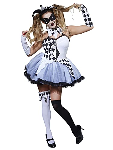 Rubie's Official Spaßmacherin-Kostüm, für Damen, Halloween, Zirkus, Größe S, Weiß von Rubie's